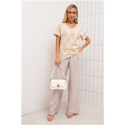 Блузка трикотажная бежевая с принтом Селеста №17