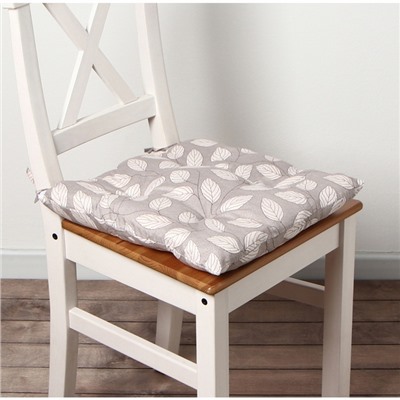 Подушка на стул «Этель. Листья», 40×40 см, серая