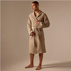 Халат вафельный мужской SL HOME: Basic «Саббиа», размер M, хлопок 100%, коричневый