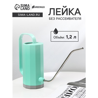 Лейка с длинным носиком, 1.2 л, без рассеивателя, зелёная, Greengo