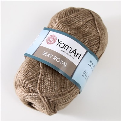 Пряжа для вязания спицами, крючком YarnArt, Silky Royal, 65% мериносовая шерсть, 35% искусственный шёлк, 140 м/50 г, (442 серо-бежевый)