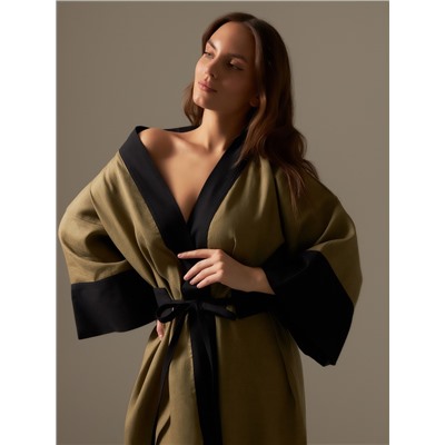 Халат женский домашний SL HOME Eucalyptus-52, лён 100%, эвкалипт