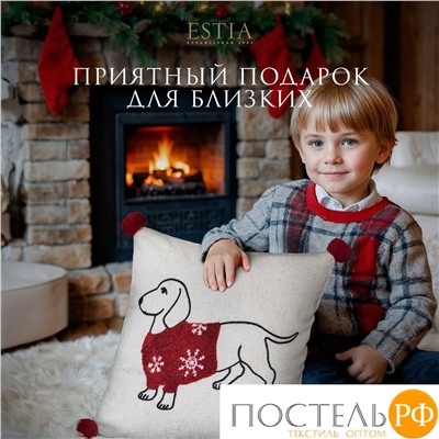 Estia КАНЭ бел./красн. Декоративная подушка 45х45, 1 пр., 97% полиэстер, 3% лён