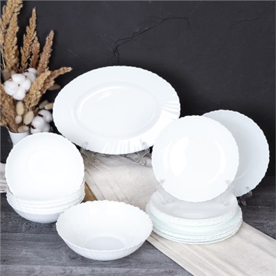 Столовый набор 20 предметов Классика с блюдом  GRAY-20 LHP-8120 (WHITE) (уп 2)