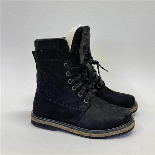 Ботинки женские черные, крейзи, чёрный войлок на войлочной подошве Размеры 36