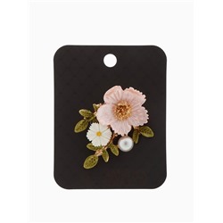 Брошь «Цветы» на ветке, цвет розово-белый в золоте