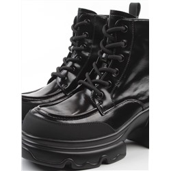 01-F591-1 BLACK Ботинки демисезонные женские (натуральная кожа, искусственная кожа)