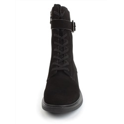 04-M2-590 BLACK Ботинки зимние женские (натуральная замша, натуральный мех)