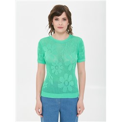 Джемпер вязаный цвета морской воды с короткими рукавами