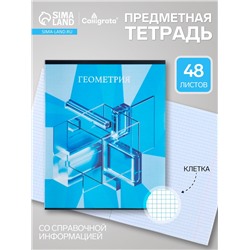 Предметная тетрадь по геометрии Calligrata TOP «Школьный стиль», 48 листов, в клетку, со справочным материалом, пластиковая обложка