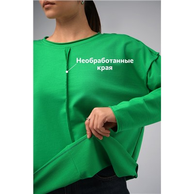 Женский лонгслив оверсайз из футера двухнитки Happyfox