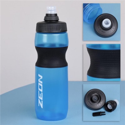Бутылка для воды велосипедная ZEON WB225 гоночная, антискольз, NEW кэмэлбак, пищевой hi-quality PP, 750ML цвет light blue/уп100