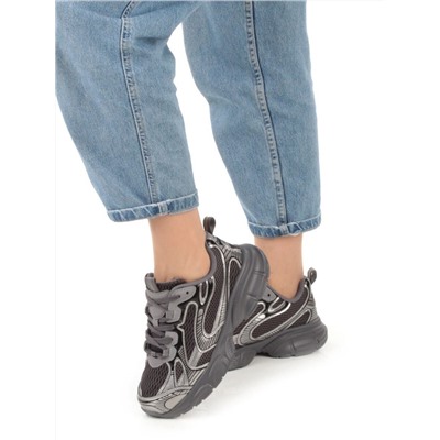 05-P247-1 BLACK/SILVER Кроссовки женские (искусственные материалы, сетка)