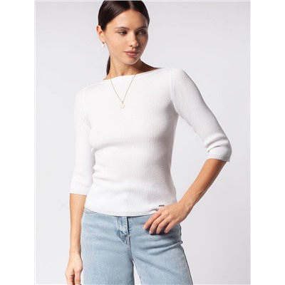 Джемпер фактурной вязки из вискозы с мягким люрексом