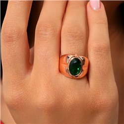 Кольцо 18 р с крупным камнем ювелирная бижутерия коллекция  "Дубай" покрытие: позолота, вставка: фианит, цвет: зеленый, арт.314.511-18