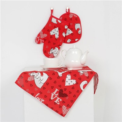 Прихватка "Доляна" Love 15*20 см, 100% хл, 160 г/м2, рогожка