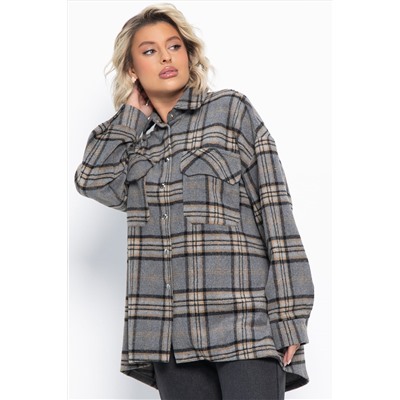 Пальто-рубашка Хармони (серо-бежевая) Б15041-5М