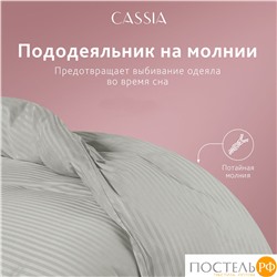 CASSIA ЛЮКС Страйп Сатин сер Пододеяльник на молнии 145х215-1, 1 пр., хл/сатин