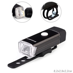 Фонарь передний COMIRON "FR18" корпус: алюминий +ABS свет CREE XPG LED 350m; аккум: 3.7V 2000 mAh USB влагозащищённый, индикация заряда /уп 120/