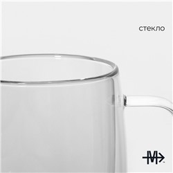 Кружка с двойными стенками Magistro «Адель», 300 мл, стекло