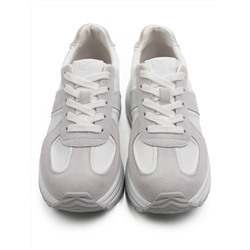 03-A1020-9 WHITE/GRAY Кроссовки женские (натуральная кожа, натуральная замша)