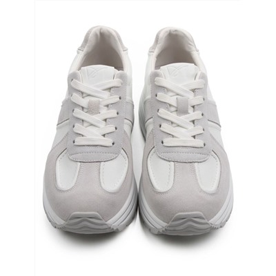 03-A1020-9 WHITE/GRAY Кроссовки женские (натуральная кожа, натуральная замша)