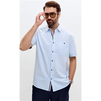 Рубашка к/р лен F611-0485 l.blue