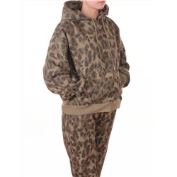868-6 GREEN/LEOPARD Костюм спортивный зимний женский (95% хлопок, 5% полиэстер)