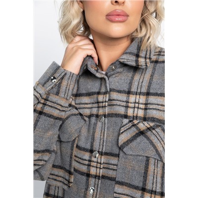 Пальто-рубашка Хармони (серо-бежевая) Б15041-5М