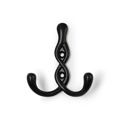 Крючок мебельный CAPPIO PIGTAIL, двухрожковый, цвет черный