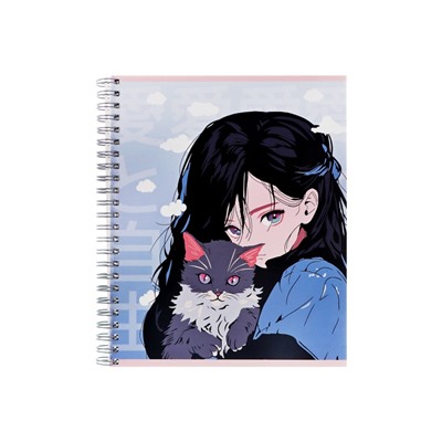 Набор тетрадей Calligrata «Аниме. Девочка с котом», 3 штуки, 96 листов, на гребне, обложка из мелованного картона
