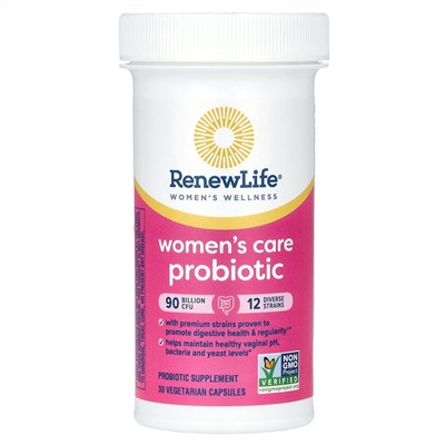 Renew Life, Women's Wellness, пробиотик для женского здоровья, 90 млрд КОЕ, 30 вегетарианских капсул