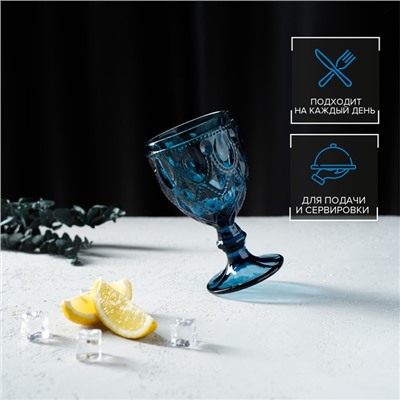 Бокал для вина Magistro «Варьете», 320 мл, стекло, синий