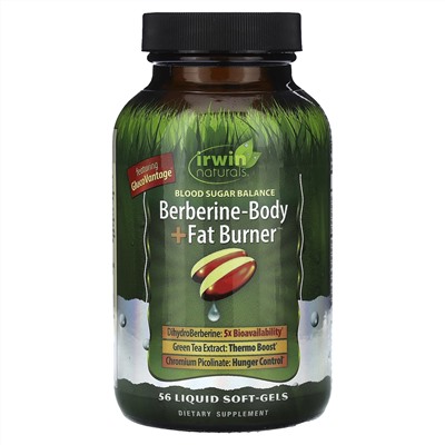 Irwin Naturals, Berberine-Body + сжигатель жира, 56 капсул с жидкостью
