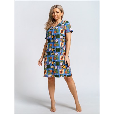 924 Халат "Тропики/голубой"