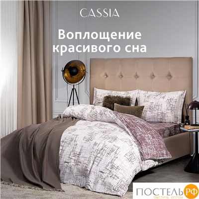 CASSIA АДЭМ Простыня на резинке 160х200+30, 1 пр., хл./сатин белый/коричневый