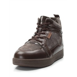 04-PA-18Z BROWN Ботинки зимние женские (натуральная замша и кожа, шерсть)