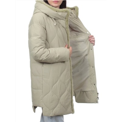 310 OLIVE Пальто зимнее стеганое женское (200 гр. холлофайбер, натуральная норка)