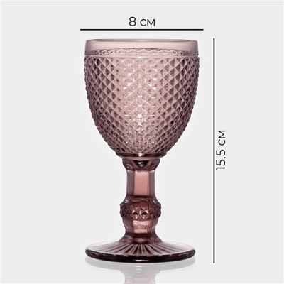 Бокалы для вина Magistro «Вилеро», 280 мл, 8×15.5 см, набор 2 шт., стекло, розовые