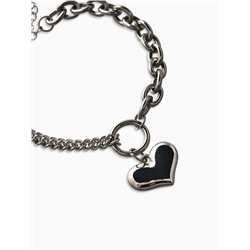 Браслет металл «Цепь» сердце объёмное, цвет серебро, L=18 см