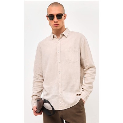 Рубашка д/р лен F111-0450-1 beige