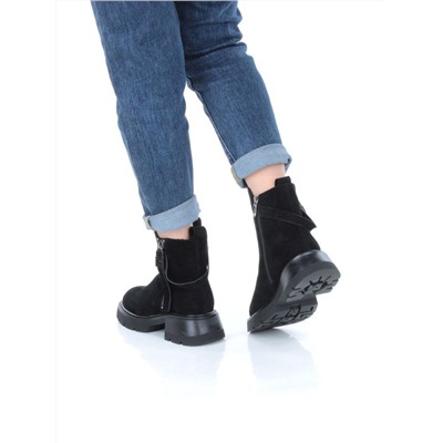 04-M3-L865 BLACK Ботинки зимние женские (натуральная замша, натуральный мех)