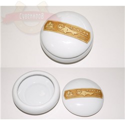 Шкатулка фарфор,береста круглая белая Байкал 7.5*3.5см