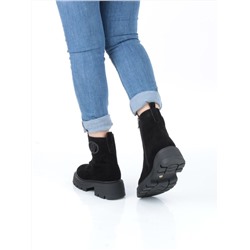 04-M3-1477 BLACK Ботинки зимние женские (натуральная замша, натуральный мех)