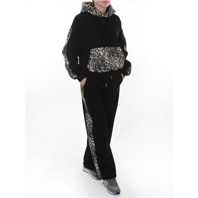 008 BLACK/LEOPARD Костюм спортивный зимний женский (95% хлопок, 5% полиэстер)