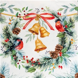 Скатерть новогодняя Этель "Сhristmas bells" d=150см +/-3см с ГМВО, 100%хл, саржа 190 гр/м2