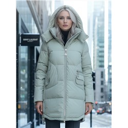 Куртка зимняя женская с капюшоном модная салатового цвета 3193Sl