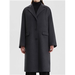 Пальто оверсайз однобортное, тёмно-серый