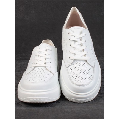 05-HY14-2D WHITE Кроссовки женские (натуральная кожа)