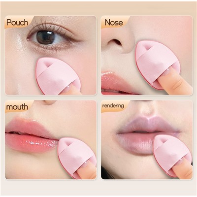 Мини-спонжи для макияжа на палец 2 штуки. Размер 4*3 см.